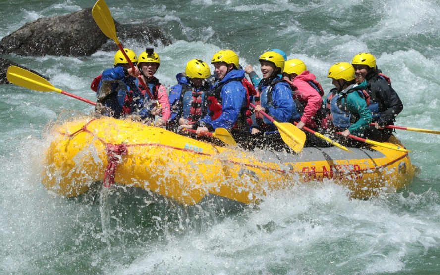 A raft sent into the river