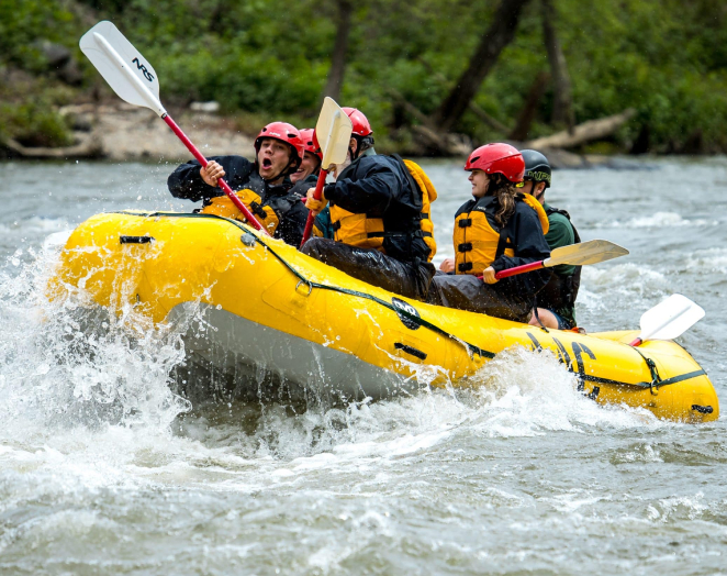 A raft sent into the river