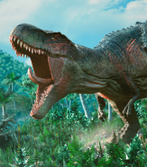 Tyrannosaurus Rex in the forest shouting